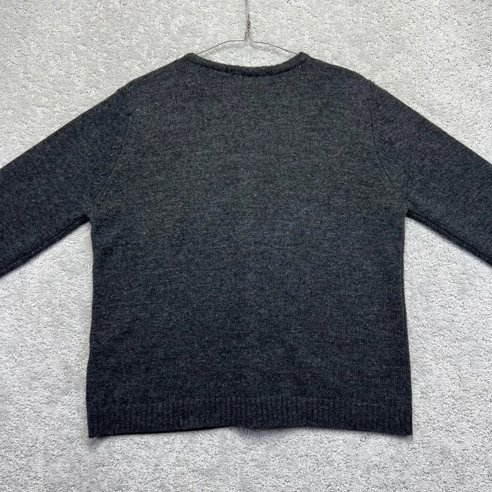 VINTAGE‎ 90s Old Navy Sweater Womens L Dark Grey 100% Lambswool Zip Up Cardigan